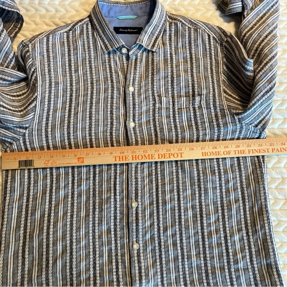 Tommy Bahama Gray Striped Men's Shirt size Large - Picture 10 of 12